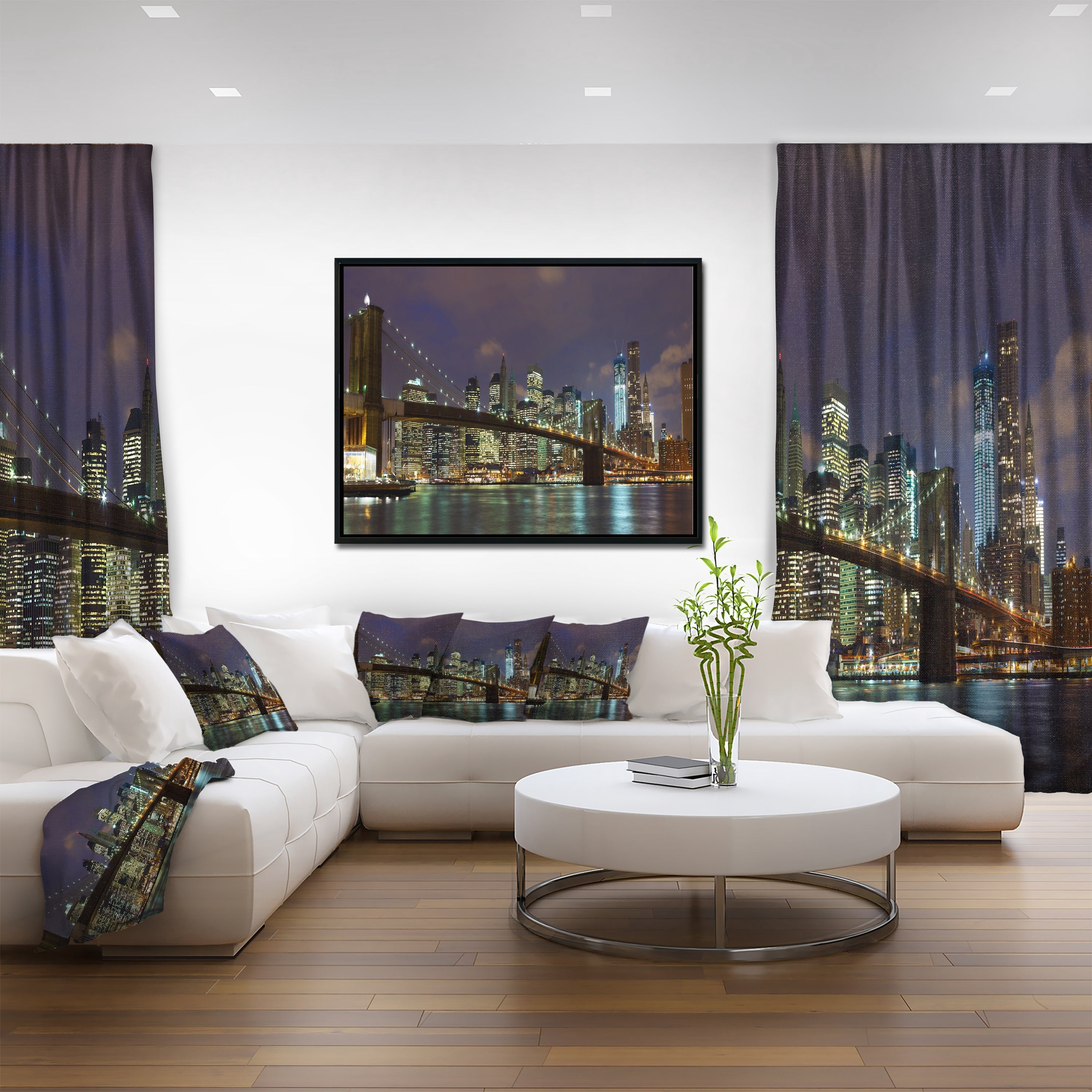 Design Art Brooklyn Bridge Vue Panoramique  Sur Toile Encadrée