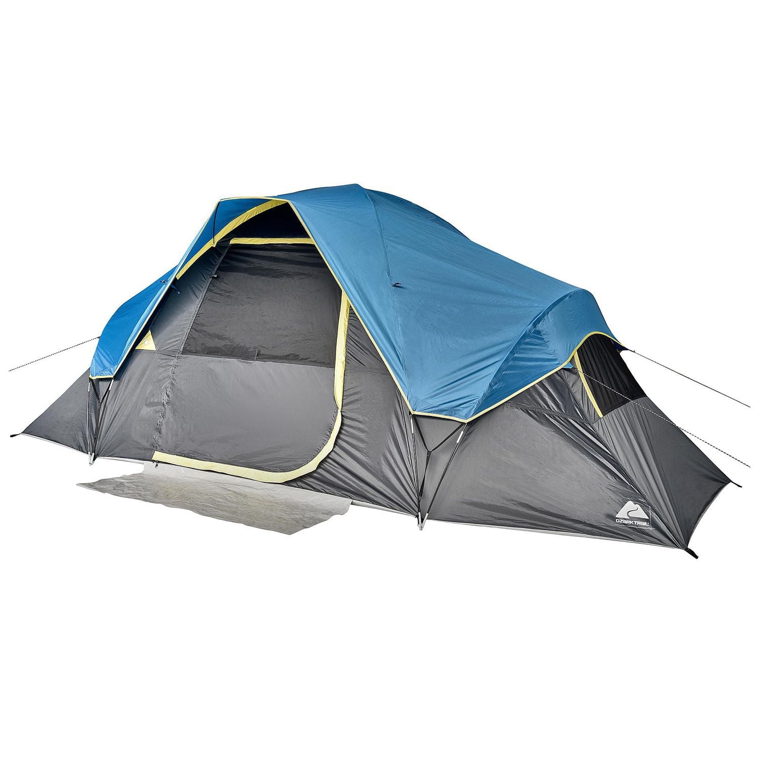 Ozark Trail, 8-Person Dome Tent, Rain Fly, Easy to Assemble Fiberglass Poles. Blue Color, Ideal for Family Camping, 16lbs.