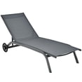 thumbnail image 2 of Costway Patio Lounge Chair Chaise Adjustable Back Recliner Garden W/Wheel Gray, 2 of 10