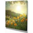 thumbnail image 2 of Yellow Flowers in Meadow At Morning - Floral Canvas Art Print, 2 of 3
