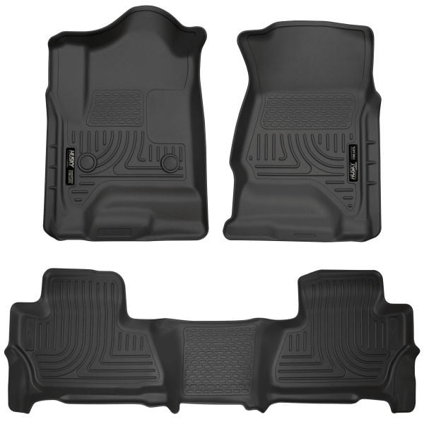 Husky Liner Floor Liner 99201 WeatherBeater; Molded Fit; Smooth Arcing Ribs/Raised Heel Pad; Black; Rubber; 3 Piece