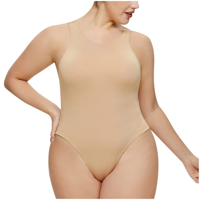 Yuyuzo Bodysuits for Women Belly Control Sleeveless Racerback Tank Top 1 Piece Crew Neck Rompers