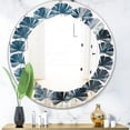 thumbnail image 3 of Designart 'Splash Blue Indigo' Modern Round Wall Mirror - Leaves 24x24, 3 of 4