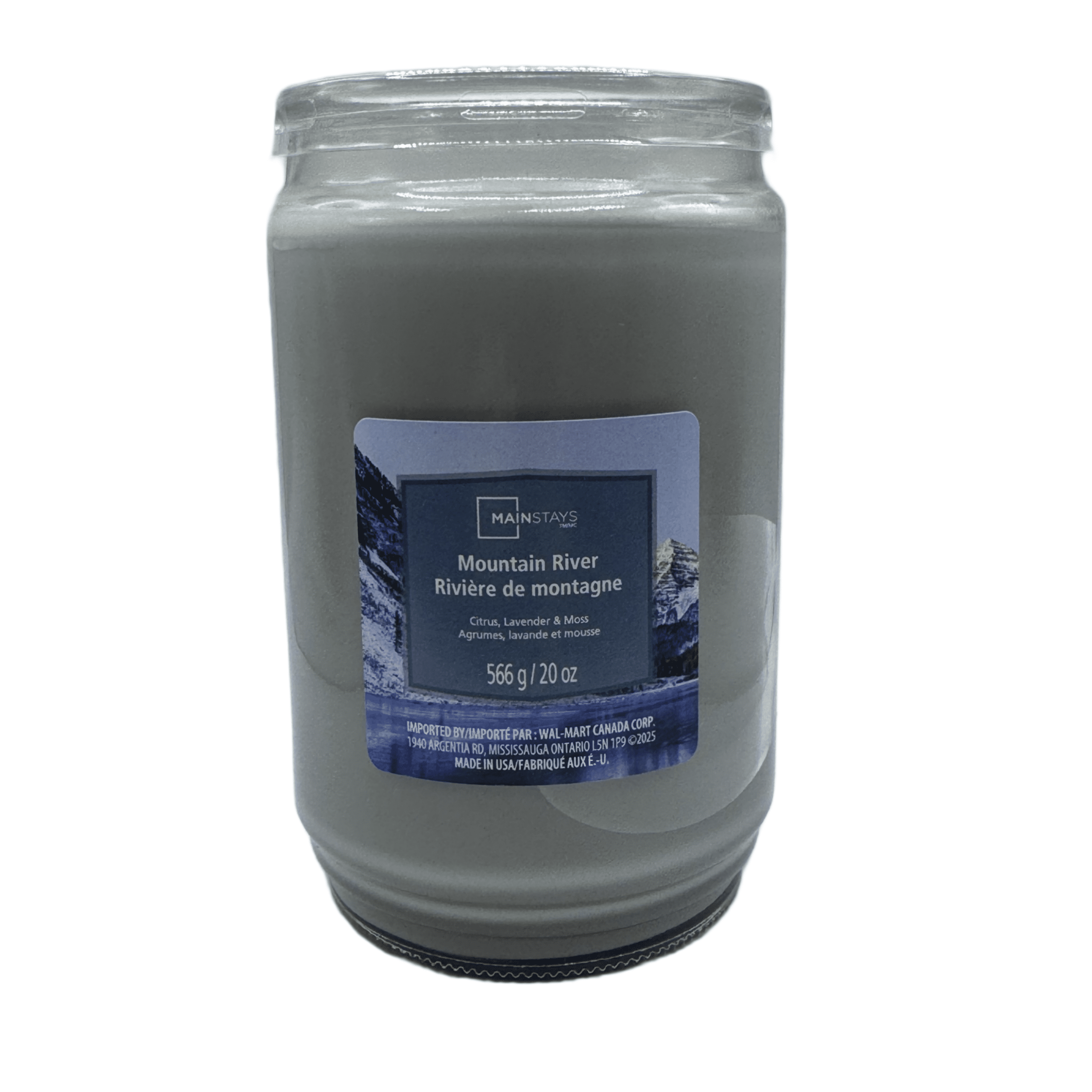 Mainstays Mountain River Scented Single-Wick Glass Jar Candle, 20 oz