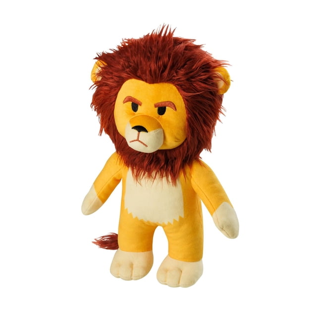 Stumble Guys Peluches de 16,5 cm / 6,5 Pouces - Leonidas Présentant un Jouet en Peluche Orienté vers l'Avant avec un Corps orange Vif, un Ventre, des Mains et des Pieds de Couleur Crème, et une Épaisse Crinière orange Foncé Autour de la Tête, Debout sur un Fond Blanc, Souvent Utilisé comme Jouet en Peluche de Collection pour les fans.