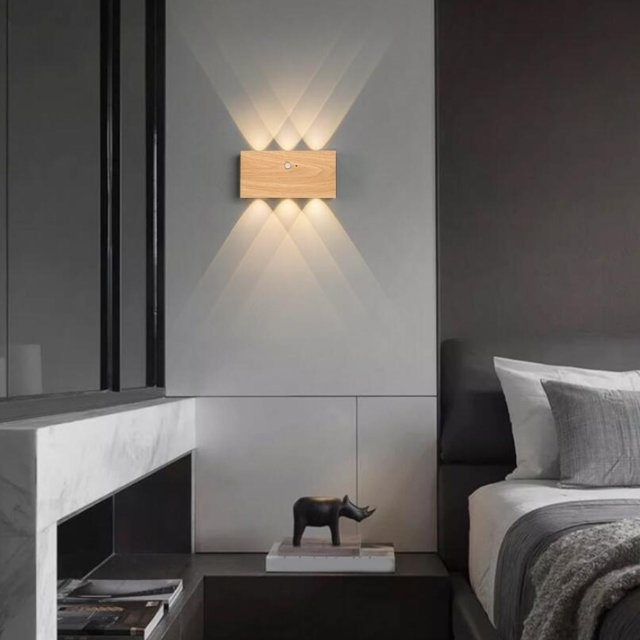 Wall Lights, Battery Operated Wall Sconces, Motion Sensor Wall Light, Rechargeable Wall Lamp with 6 LED Beads, Night Light for Hallway, Stairs, Living Room