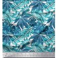 thumbnail image 1 of Soimoi Green Modal Satin Fabric Tropical Leaves Printed Craft Fabric by the Yard 42 Inch Wide, 1 of 5