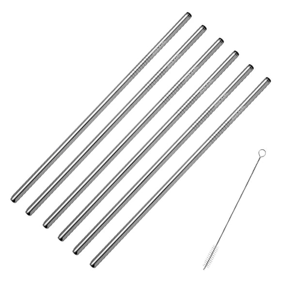 Set of 6 Stainless Steel Straws, Reusable Metal Straws for Tumblers Cups Mugs Cold Beverage,