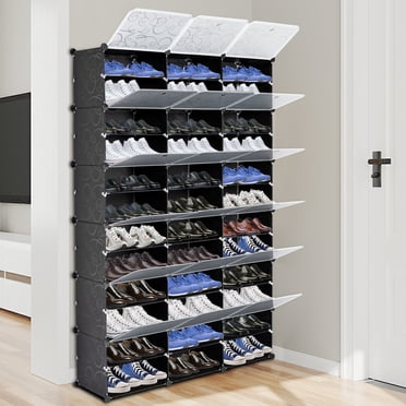 Ktaxon 36 Cubes 72 Paires Armoire de Rangement Modulaire en Plastique pour Chaussures Boîtes Extensibles 12 Niveaux Étagère à Chaussures Tour Support Organisateur de Rangement pour Chaussures pour Couloir Chambre Garde-Robe Entrée Noir