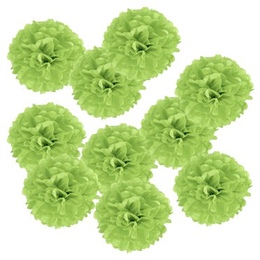 Unique Bargains Pompons en Papier de 4 Pieds pour Fleurs, Décoration de Mariage et de Fête, Vert Lime, Lot de 10