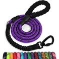 thumbnail image 1 of jenico Rope Dog Leash 6FT: Heavy Duty Leashes with Swivel Lockable Hook Reflective Threads Bungee and Padded Handle - Dog Lead for Large Small Medium Dogs Purple, 1 of 7