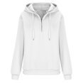 thumbnail image 3 of KIHOUT Spring Winter Womens Tops Long Sleeved Solid Color Loose Zippered V-neck Loose Hoodie Pullover, 3 of 5