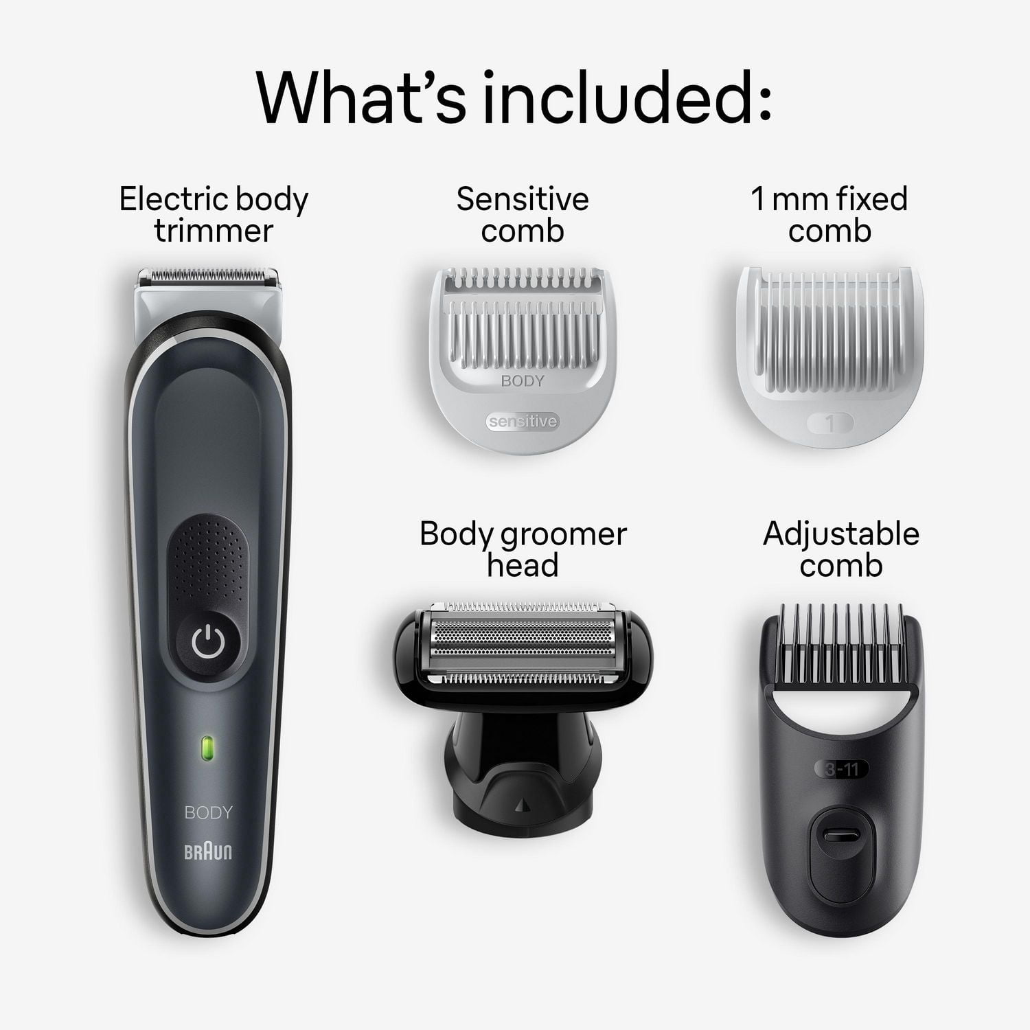 Braun Tondeuse pour le Corps Series 5 5360, Tondeuse pour le Corps pour Hommes, pour le Torse, les Aisselles, l'Aine, Toilette Masculine & Plus, Incl. 2 Sabots pour Longueurs de 1 mm - 11 mm, Technologie SkinSecure pour une Utilisation Douce et un Rasage de Près Attac
