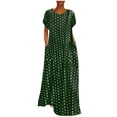 thumbnail image 1 of Fridja Robes Maxi à Manches Courtes Amples pour Femmes Grande Taille avec Poches et Imprimé à Pois, 1 of 6