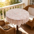 thumbnail image 2 of White Round Tablecloth Polyester Sheer Lace Embroidered with Hollowed-out Non-slip Design for Dining Tables 185 cm, 2 of 6