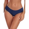 thumbnail image 1 of Ocean Blues Women's Full Coverage Bikini Bottom Mid Rise Ruched Sides Swim Bottoms Navy Blue Size Medium, 1 of 7