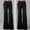 thumbnail image 4 of Timegard Plus Size Pants for Women Wide Leg Ruched Drawstring Flare Leggings Casual Comfy Trousers, 4 of 6