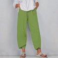 thumbnail image 1 of RXIRUCGD Women's Summer Comfortable Loose Wide Legged Fashion Solid Color Capris, Green, Size: L, 1 of 5