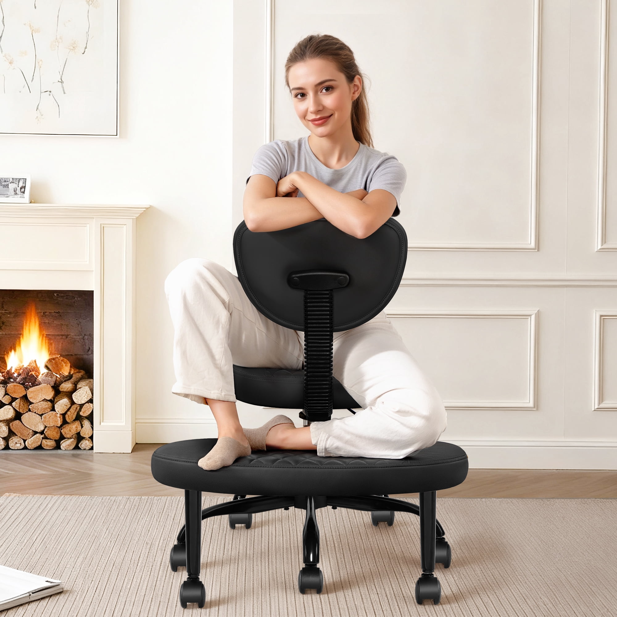 COOLHUT Cross Legged Office Chair, Meditation Chair with Lumbar