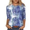 thumbnail image 2 of T-shirt Imprimé à la Mode pour Femmes 3/4 Manches Blouse Col Rond Tops Décontractés Tops Femme Summer 2023 sur Clearance, 2 of 5