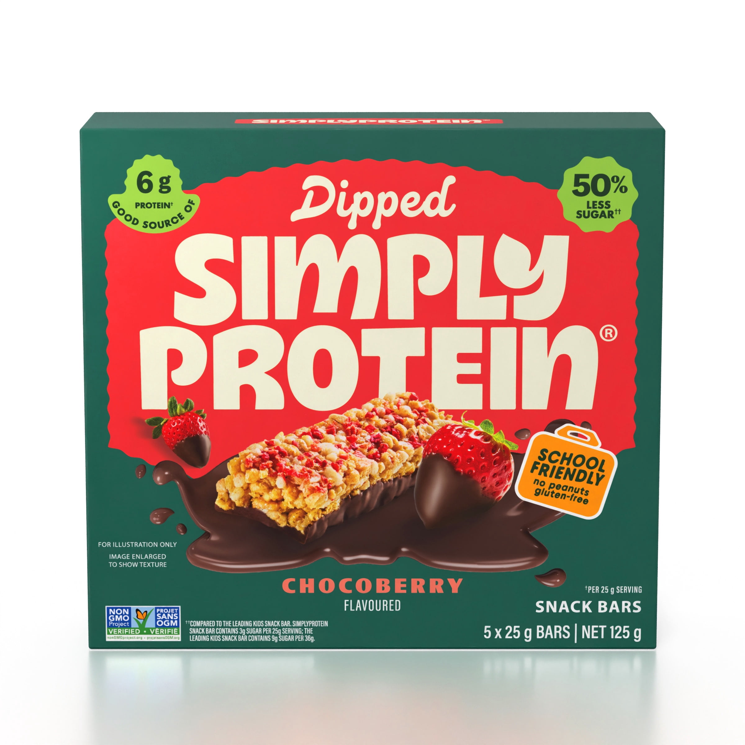 SimplyProtein Barre de Collation Chocoberry Trempée