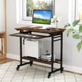 thumbnail image 2 of Table d’Ordinateur avec Plateau de Clavier Coulissant & 3 Crochets, Bureau d’Ordinateur Mobile avec Roulettes Flexibles, Table de Travail Industriel, pour Maison et Bureau, 80X50X75 CM, 2 of 10