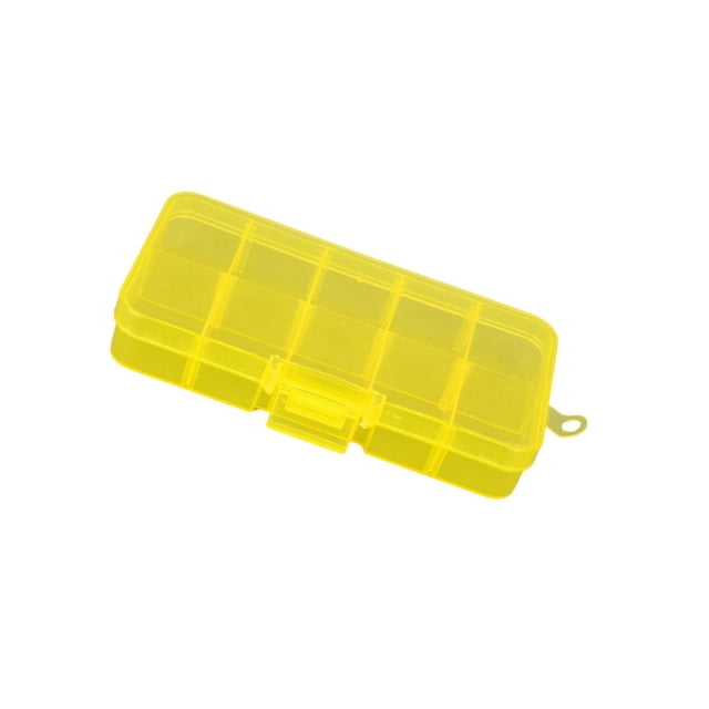 Boîte de Rangement Amovible en Plastique à 10 Compartiments pour Bijoux Perles Boucles d'Oreilles Conteneur Jaune