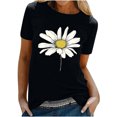 thumbnail image 1 of KIHOUT Nouveau Haut de Mode d'Été pour Femmes 2025, T-Shirt à Manches Courtes à Col Rond Décontracté à Imprimé Floral Noir TG, 1 of 5