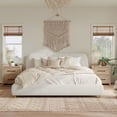 thumbnail image 4 of Modern Minimalist King Size Upholstered Bed, Soft Linen Fabric Headboard, White Upholstered Bed Frame, No Storage, Mattress Not Included, 4 of 11