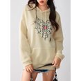 thumbnail image 3 of Faithtur Femmes Sweat à Capuche, Manches Longues Broderie Cobweb Coeur Pull-Over Casual Tops, 3 of 9