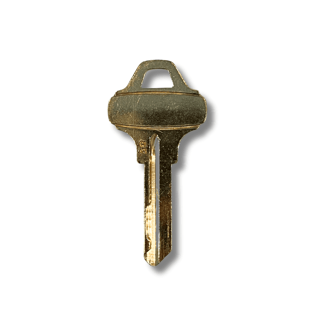 C145 Key Blanks (Lot de 50) compatible avec SCHLAGE C145 keys, Montré en Gros Plan. la Clé Est Fabriquée en Laiton de Haute Qualité avec une Forme de Clé standard, Comprenant une Tête Arrondie et une Lame de Coupe Simple. Idéale pour Dupliquer des Clés pour les Maisons, les Entreprises Ou les Véhicules. l'Emballage Comprend 50 Key Blanks Durables et Fiables.