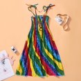 thumbnail image 2 of Filles d'Été Robe de Fleurs Enfants Fille Belle Robe Bohème Plage Robes de Coton Sans Manches Arc-en-Ciel Robe de Soleil avec Collier 2-10 Ans, 2 of 9