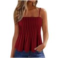thumbnail image 1 of AherBiu Camisole Tops for Women Boho Ruffle Spaghetti Strap Square Neck Sleeveless Ruched Cute Tank Tops, 1 of 6