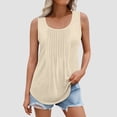 thumbnail image 2 of Plebaso Débardeurs d'Été pour Femmes Plissés Sans Manches Chemises Amples Col Rond Décontracté Blouse T-Shirt Uni P-5TG, 2 of 6