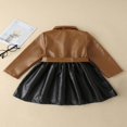 thumbnail image 3 of Robe à Manches Longues pour Fille, Col Rabattu, Fermeture à Boutons, Veste en Cuir PU, 3 of 6