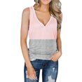 thumbnail image 2 of Fridja Womens Casual Loose Color Matching Button V-neck SleevelessTops Blouses Vests, 2 of 6
