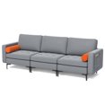 thumbnail image 1 of Costway Canapé Modulaire Moderne 3 Places avec Poche de Rangement Latérale et Pied en Métal Gris Cendré, 1 of 10
