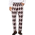 thumbnail image 1 of INSPIRE CHIC Men's Pant Diamond Plaid Pattern Regular Fit Color Block Suit Trousers 34 Black White, 1 of 6