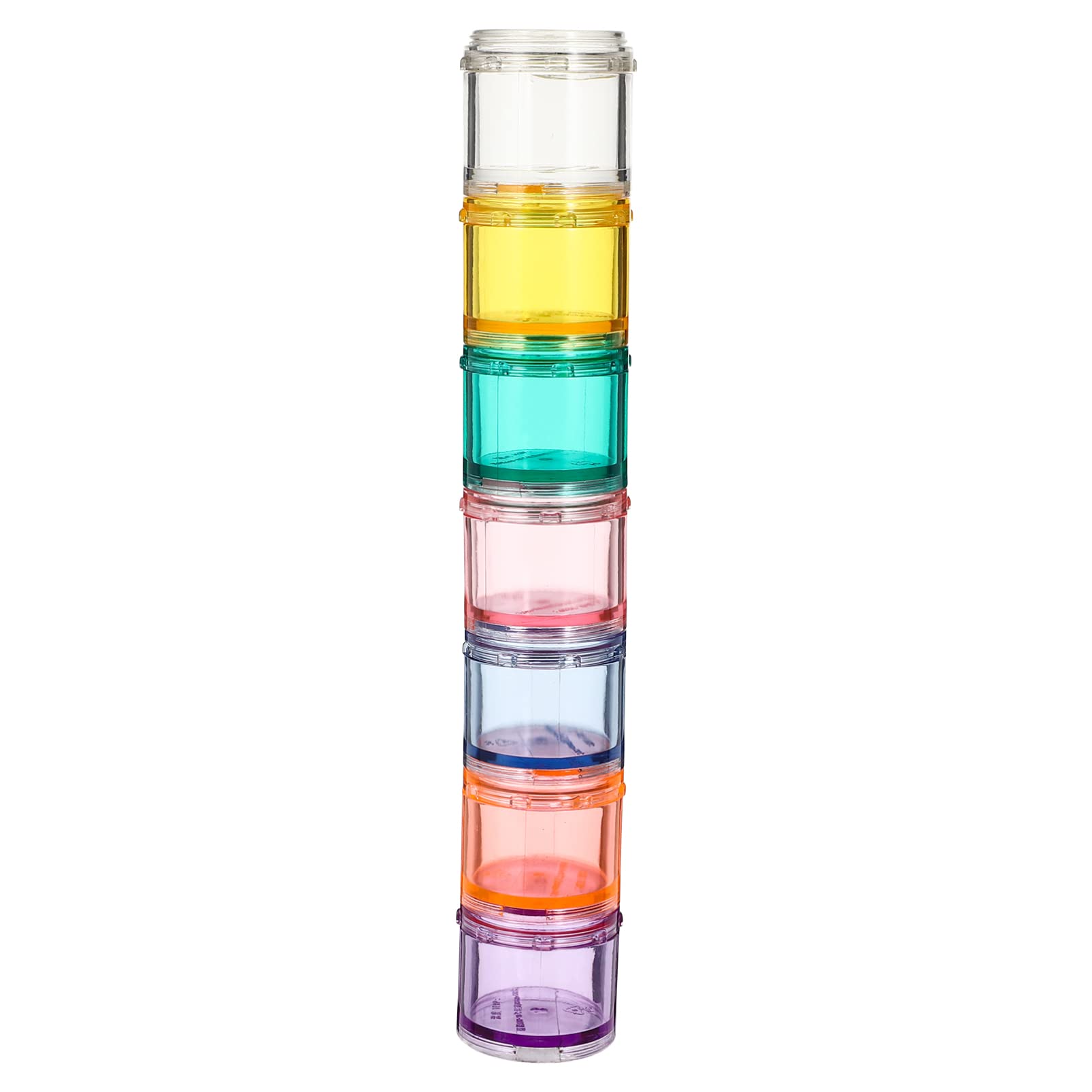 Stackable Pill Organizer, 7-Days Travel Pill Case, Pill Box for Pocket, Portable Medicine Vitamin Container Holder Medium Rainbow