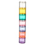 Stackable Pill Organizer, 7-Days Travel Pill Case, Pill Box for Pocket, Portable Medicine Vitamin Container Holder Medium Rainbow
