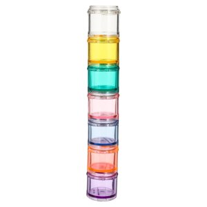 Organisateur de pilules empilables, 7-Days Cas de pilules de voyage, boîte à pilules pour poche, portable de médecine Porte-conteneur de vitamine Moyen arc-en-ciel