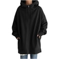 thumbnail image 4 of Aqestyerly Women's Zipper Hoodie Coat,Solid Color Long Sleeve Sweatshirt with Pockets for Autumn Daily Wear HWRETIE, 4 of 6