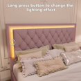 thumbnail image 3 of MODERNLUXE Queen Size Upholstered Platform Bed Frame,Modern Velvet Bed with LED Lights and Tufted Headboard,Pink, 3 of 7
