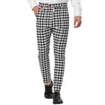 thumbnail image 1 of INSPIRE CHIC Men's Casual Geometric Printed Color Block Flat Front Dress Pants 38 Black White, 1 of 7