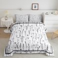 thumbnail image 2 of Erosebridal Ensembles de Couette Rétro à Fleurs, Format Simple, Couettes et Duvets de Jardin Printanier, Noir Blanc, Réversible, 2 of 7