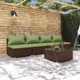 thumbnail image 1 of vidaXL 5 Piece Garden Lounge Set with Cushions Poly Rattan Brown, 1 of 5