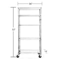 thumbnail image 4 of TRINITY EcoStorage™ 5-Tier Wire Shelving Rack | 36" X 18" X 72" | Nsf | Includes Wheels | Chrome, 4 of 9