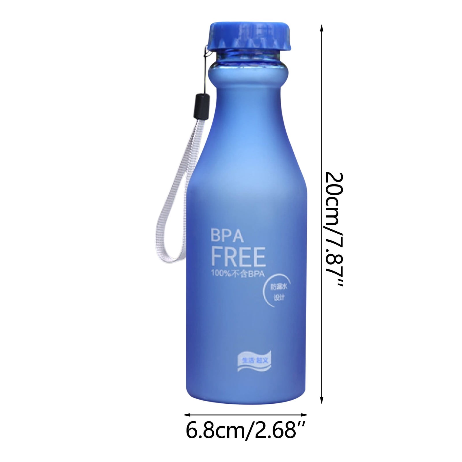 EARKITY Water Bottles, BPA-Free Water Bottle, Sports Water Bottle with Strap, Leakproof Water Jug for Fitness, Frosted Plastic Transparent Water Cup for Kids Adult School Gym Office Travel Outdoor