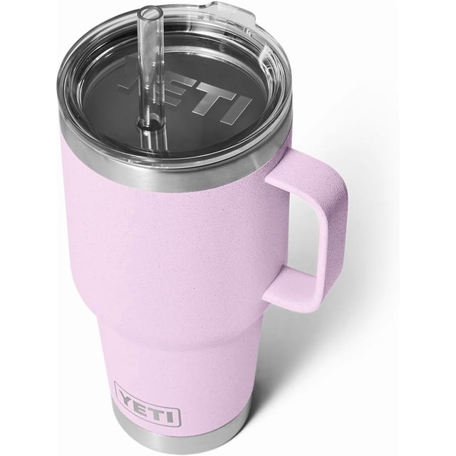 YETI Rambler Tasse en Paille 35 oz, Isolée sous Vide, Acier Inoxydable, Fleur de Cerisier