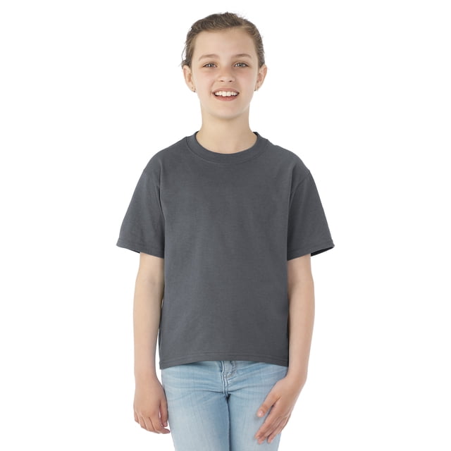 Jerzees Youth DRI-POWER Active Short Sleeve Crew T-Shirt, XS, Charcoal